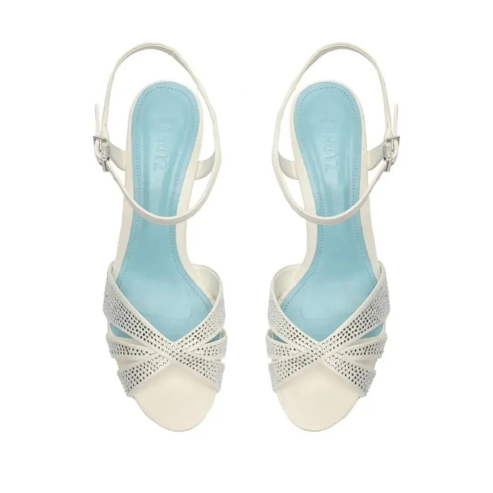 NEW Schutz KEEFA crystal Satin & Leather Sandals Sz 10.5